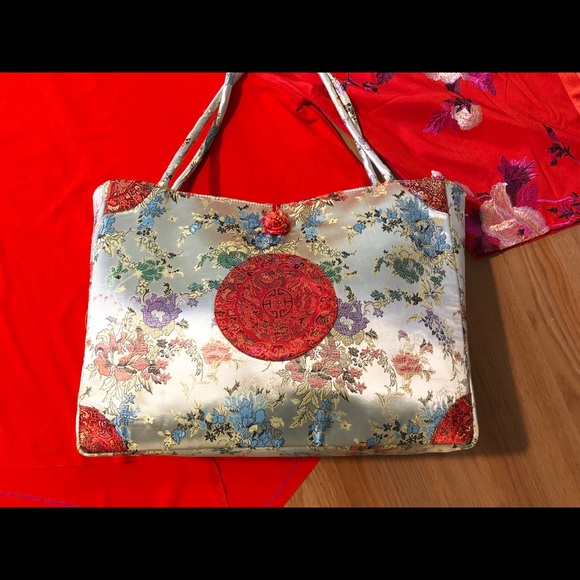 Authentic Vintage Asian Silk XL Tote Bag - Picture 8 of 8